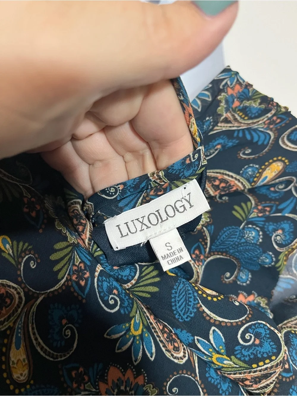 Etherial Gauzy Lightweight Dress Teal Paisley Size Small Faerie Cottage Neck Tie